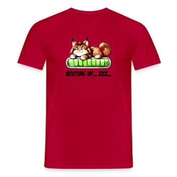 Booting Up Zzz - Chat in Nap Mode - Men's T-Shirt - red - Front - AI Model Male 178 dark (178cm)