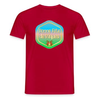 Bonne Fête de Pâques Couple Jumeaux - T-shirt homme - rouge - Devant - AI Model Male 178 dark (178cm)