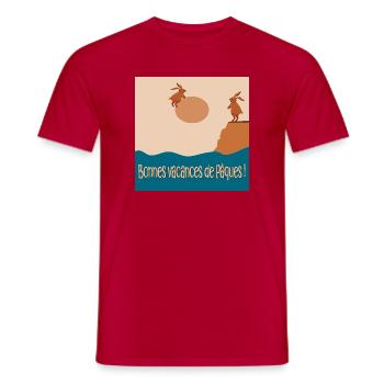 Bonnes vacances de Pâques - T-shirt homme - rouge - Devant - AI Model Male 178 dark (178cm)