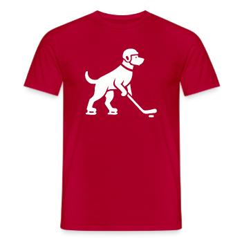 Hund Eishockey Spieler Silhouette - Männer T-Shirt - Rot - Vorne - AI Model Male 178 dark (178cm)