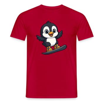 Kawaii Pinguin Snowboarder Wintersport Urlaub - Männer T-Shirt - Rot - Vorne - AI Model Male 178 dark (178cm)