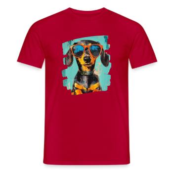 Dackel Dachshund - Männer T-Shirt - Rot - Vorne - AI Model Male 178 dark (178cm)