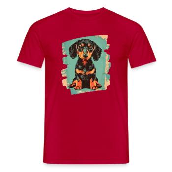 Teckel Dackel - T-shirt homme - rouge - Devant - AI Model Male 178 dark (178cm)
