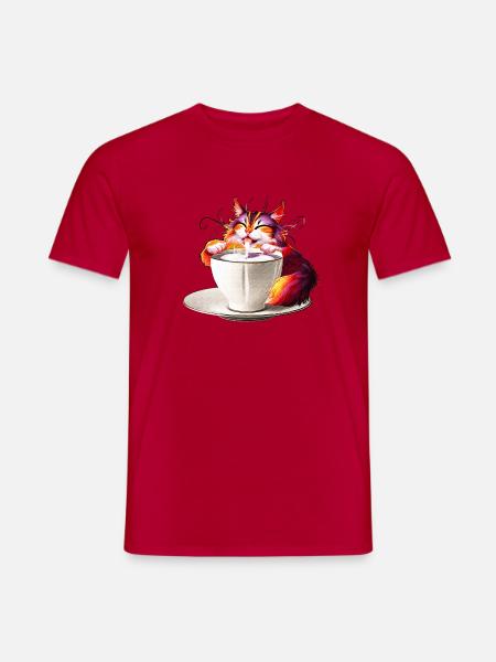 Bunter Farbzauber Katze Milchtasse - Männer T-Shirt - Rot
