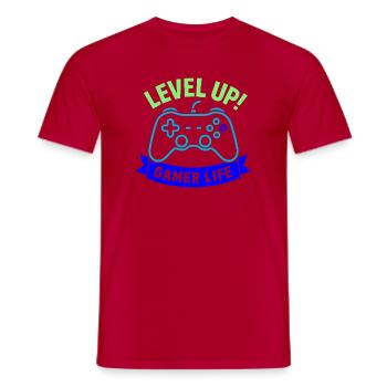 Contrôleur Gamer Life Level Up - T-shirt homme - rouge - Devant - AI Model Male 178 dark (178cm)