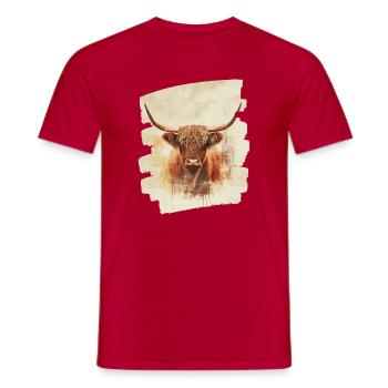 Scottish Highland cattle - Men's T-Shirt - red - Front - AI Model Male 178 dark (178cm)