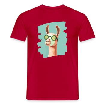 Llama Alpaca Beauty Selfcare Mask - Men's T-Shirt - red - Front - AI Model Male 178 dark (178cm)