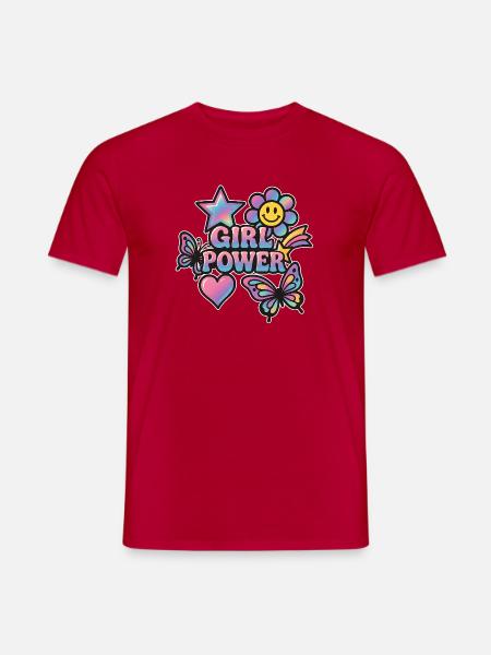 Girl Power - Buntes Y2K Regenbogen Schmetterling D - Männer T-Shirt - Rot