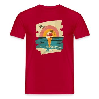 cream and cream scoop summer sunset - Men's T-Shirt - red - Front - AI Model Male 178 dark (178cm)
