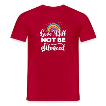Mois de la fierté LGBTQ - L’amour ne sera pas réduit au silence - T-shirt homme - rouge - Devant - AI Model Male 178 dark (178cm)