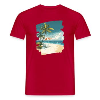Plage Palmiers Soleil Été - T-shirt homme - rouge - Devant - AI Model Male 178 dark (178cm)