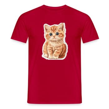Chaton mignon - T-shirt homme - rouge - Devant - AI Model Male 178 dark (178cm)