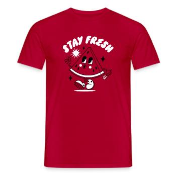 Mascotte Stay Fresh - T-shirt homme - rouge - Devant - AI Model Male 178 dark (178cm)