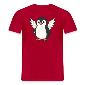 Mignon pingouin ange dessin animé avec des ailes - T-shirt homme - rouge - Devant - AI Model Male 178 dark (178cm)