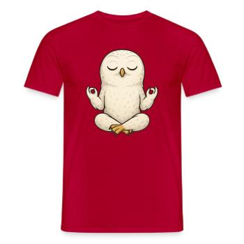Relaxed Snowy Owl Yoga Meditation Relax Chill - Men's T-Shirt - red - Front - AI Model Male 178 dark (178cm)