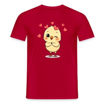 Poussin câlin avec accessoires de cœur - T-shirt homme - rouge - Devant - AI Model Male 178 dark (178cm)