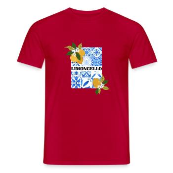 Limoncello – Citrus and Azulejo Pattern - Men's T-Shirt - red - Front - AI Model Male 178 dark (178cm)