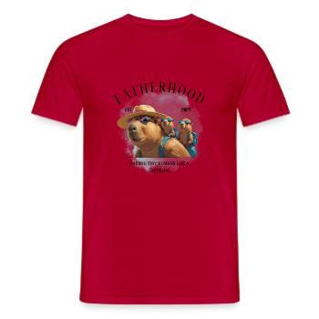 Fatherhood 2025 Raising Tiny Humans Like Capybara - Männer T-Shirt - Rot - Vorne - AI Model Male 178 dark (178cm)