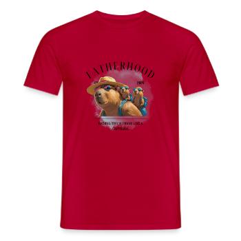 Fatherhood 2026 Raising Tiny Human Like a Capybara - Männer T-Shirt - Rot - Vorne - AI Model Male 178 dark (178cm)
