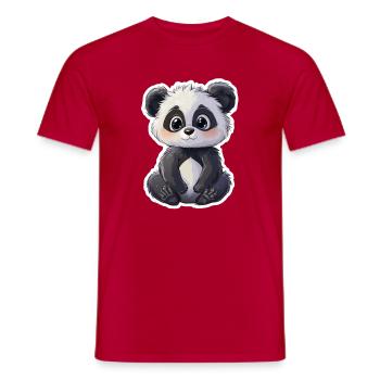 Ours panda mignon - T-shirt homme - rouge - Devant - AI Model Male 178 dark (178cm)