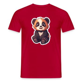 Ours panda mignon - T-shirt homme - rouge - Devant - AI Model Male 178 dark (178cm)