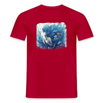 Sirène Sirène Cheveux Bleus Art Nouveau Cadeau - T-shirt homme - rouge - Devant - AI Model Male 178 dark (178cm)