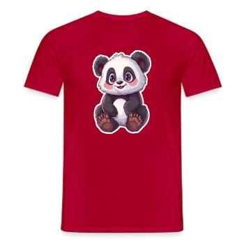 Ours panda mignon - T-shirt homme - rouge - Devant - AI Model Male 178 dark (178cm)