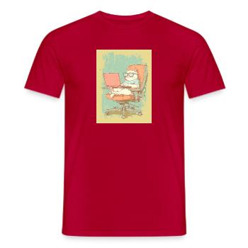 Homeoffice Level: Katze - Männer T-Shirt - Rot - Vorne - AI Model Male 178 dark (178cm)
