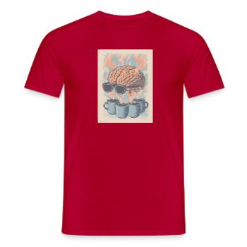 Kaffee = Gehirn an! - Männer T-Shirt - Rot - Vorne - AI Model Male 178 dark (178cm)