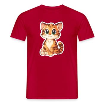 Süsser Tiger – Lustige Geschenkidee für Kinder - Männer T-Shirt - Rot - Vorne - AI Model Male 178 dark (178cm)