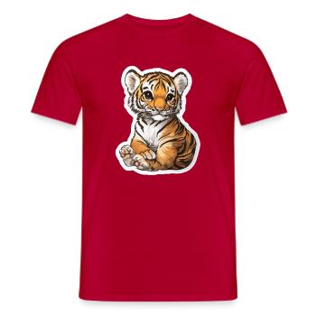 Tigre mignon - Idée cadeau amusante pour les enfants - T-shirt homme - rouge - Devant - AI Model Male 178 dark (178cm)