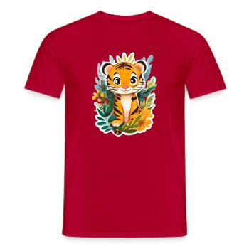 Tigre mignon - Idée cadeau amusante pour les enfants - T-shirt homme - rouge - Devant - AI Model Male 178 dark (178cm)