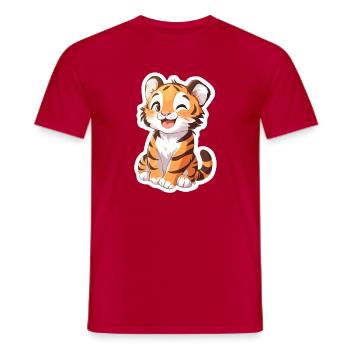 Süsser Tiger – Lustige Geschenkidee für Kinder - Männer T-Shirt - Rot - Vorne - AI Model Male 178 dark (178cm)
