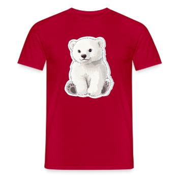 Polar Bear Illustration – Arctic Animal Motif - Men's T-Shirt - red - Front - AI Model Male 178 dark (178cm)