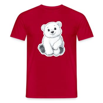 Polarbär Illustration – Arktisches Tiermotiv - Männer T-Shirt - Rot - Vorne - AI Model Male 178 dark (178cm)
