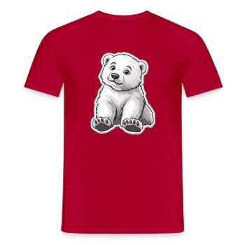 Polarbär Illustration – Arktisches Tiermotiv - Männer T-Shirt - Rot - Vorne - AI Model Male 178 dark (178cm)