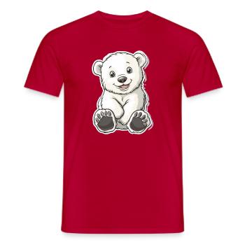 Polar Bear Illustration – Arctic Animal Motif - Men's T-Shirt - red - Front - AI Model Male 178 dark (178cm)