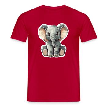 Elefant - Männer T-Shirt - Rot - Vorne - AI Model Male 178 dark (178cm)