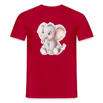 Elefant - Männer T-Shirt - Rot - Vorne - AI Model Male 178 dark (178cm)