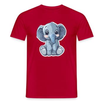 Elefant - Männer T-Shirt - Rot - Vorne - AI Model Male 178 dark (178cm)
