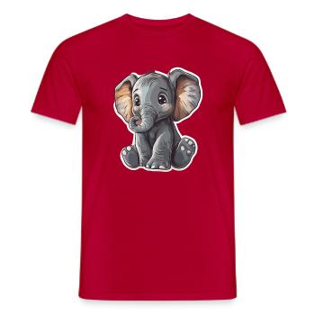Éléphant mignon – idée cadeau pour les amoureux des animaux - T-shirt homme - rouge - Devant - AI Model Male 178 dark (178cm)