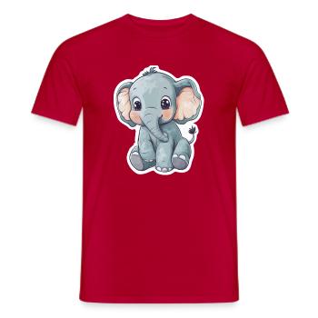 Éléphant mignon – idée cadeau pour les amoureux des animaux - T-shirt homme - rouge - Devant - AI Model Male 178 dark (178cm)