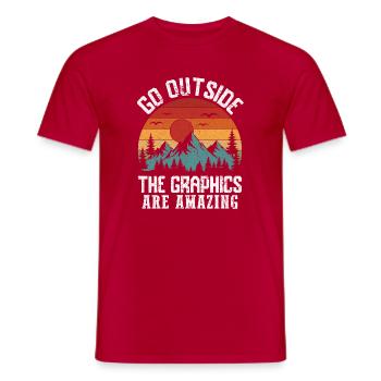 Mountains - Geh raus, die Grafik ist fantastisch - Männer T-Shirt - Rot - Vorne - AI Model Male 178 dark (178cm)