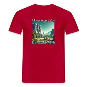 Parc national de Yosemite Printemps Nature Randonnée - T-shirt homme - rouge - Devant - AI Model Male 178 dark (178cm)