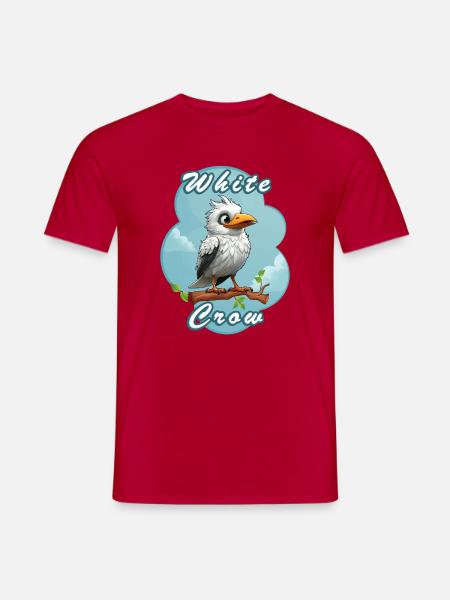 Karikatur Weiße Krähe Auf Ast - Männer T-Shirt - Rot