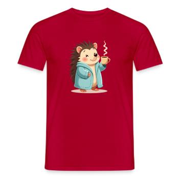 Hedgehog Mit Kaffee Pullover Design - Männer T-Shirt - Rot - Vorne - AI Model Male 178 dark (178cm)