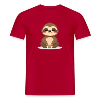 Cute Happy Sloth Meditating - Men's T-Shirt - red - Front - AI Model Male 178 dark (178cm)