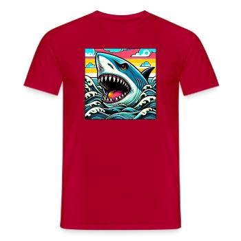 Shark - Men's T-Shirt - red - Front - AI Model Male 178 dark (178cm)