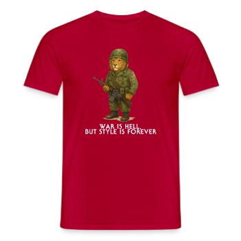 Lion Soldier Military Design - Men's T-Shirt - red - Front - AI Model Male 178 dark (178cm)