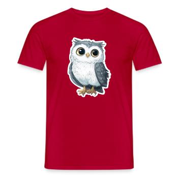 Eule - Männer T-Shirt - Rot - Vorne - AI Model Male 178 dark (178cm)